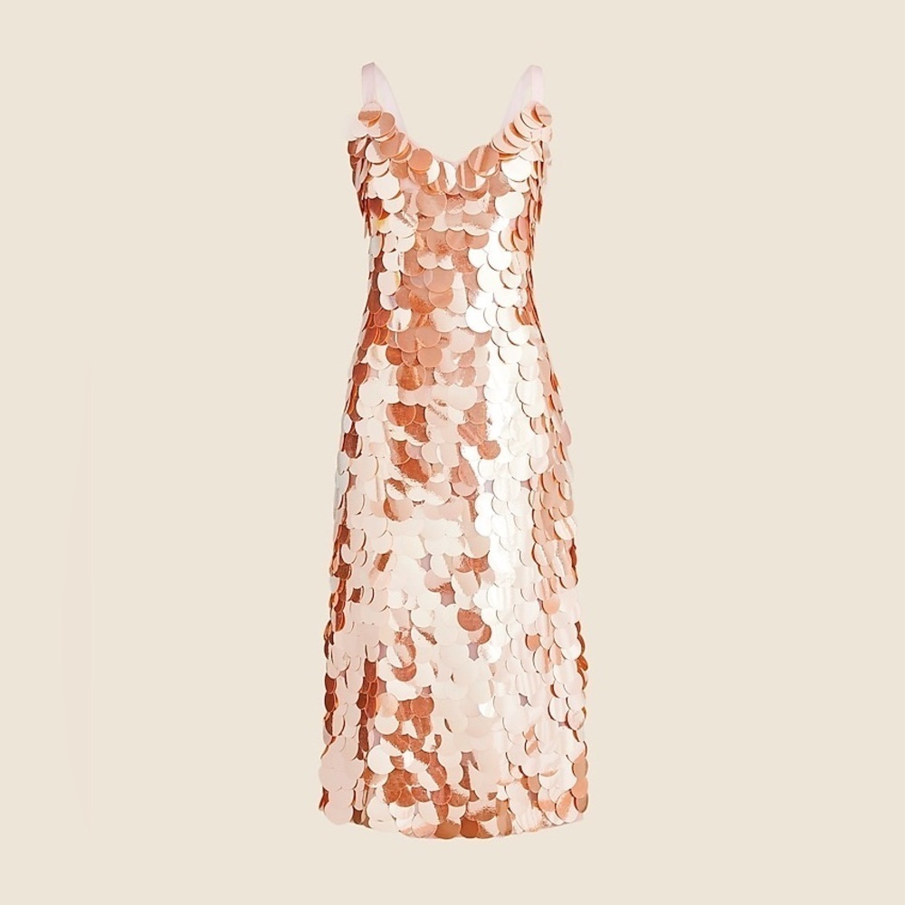 J. Crew Rose Gold Sequin Midi Slip Dress - Picture 4 of 6